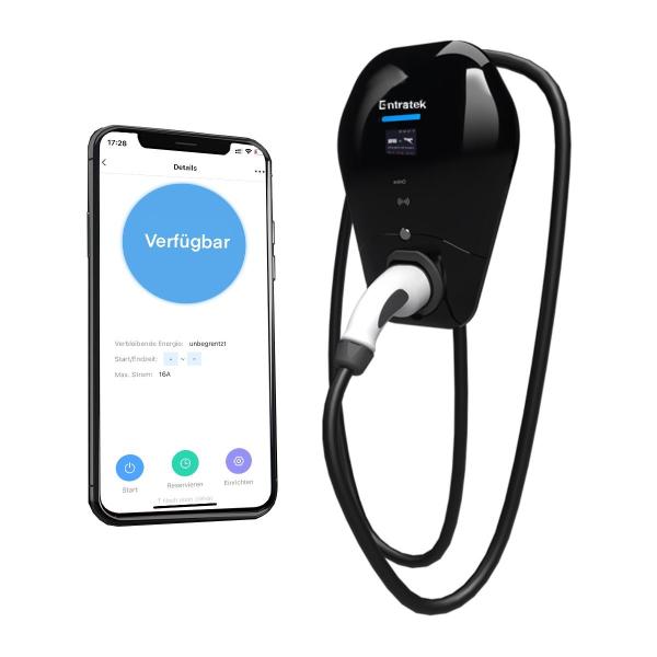 Entratek Wallbox Power Dot Fix - 22kW mit 7m Kabel mit RFID & APP