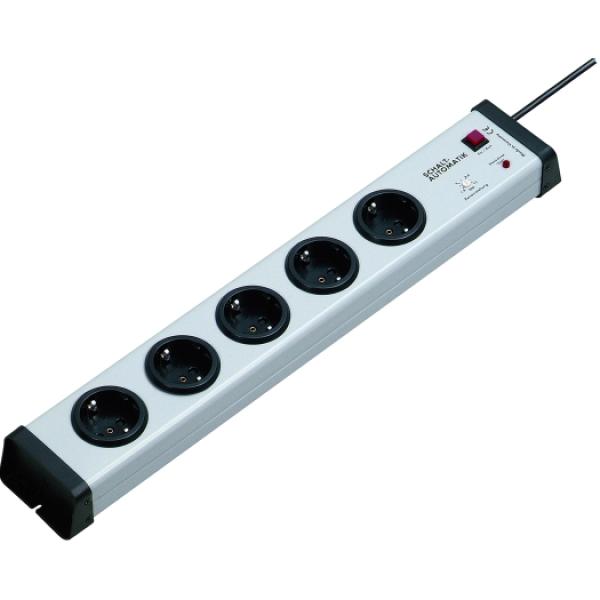 ARDEBO.de - Steckdosenleiste 5-f, grau Schaltautomatik