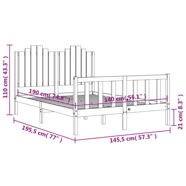 Massivholzbett ohne Matratze 140x190 cm Kiefernholz