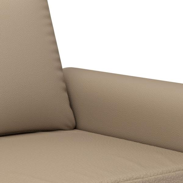3-tlg. Sofagarnitur mit Kissen Cappuccino-Braun Kunstleder