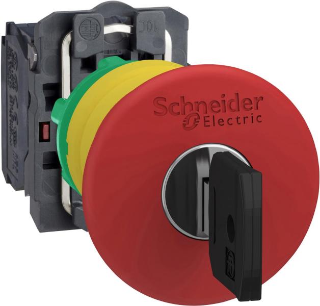 ARDEBO.de Schneider Electric XB5AS9442 Harmony XB5, Not-Aus/Not-Halt-Schalter, Kunststoff, Schlüsselentriegelung, 22mm, Pilz 40mm, 1Ö, rot