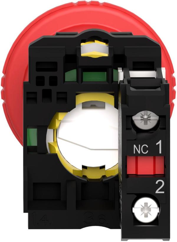 Schneider Electric XB5AS9442 Harmony XB5, Not-Aus/Not-Halt-Schalter, Kunststoff, Schlüsselentriegelung, 22mm, Pilz 40mm, 1Ö, rot