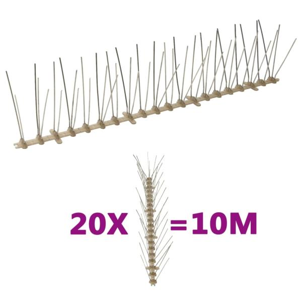 ARDEBO.de - 20-tlg. Vogelabwehr-Spikes-Set 10 m Kunststoff 5-reihig