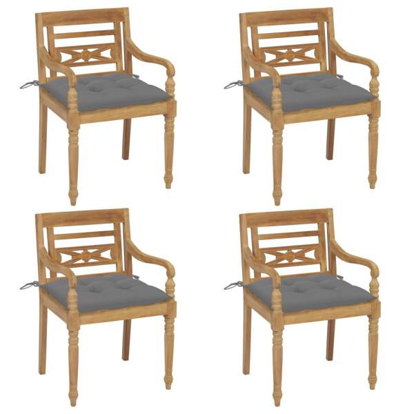 ARDEBO.de - Batavia-Stühle mit Kissen 4 Stk. Massivholz Teak