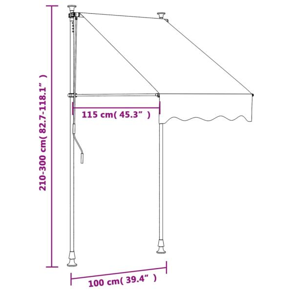Markise Einziehbar Creme 100x150 cm Stoff und Stahl