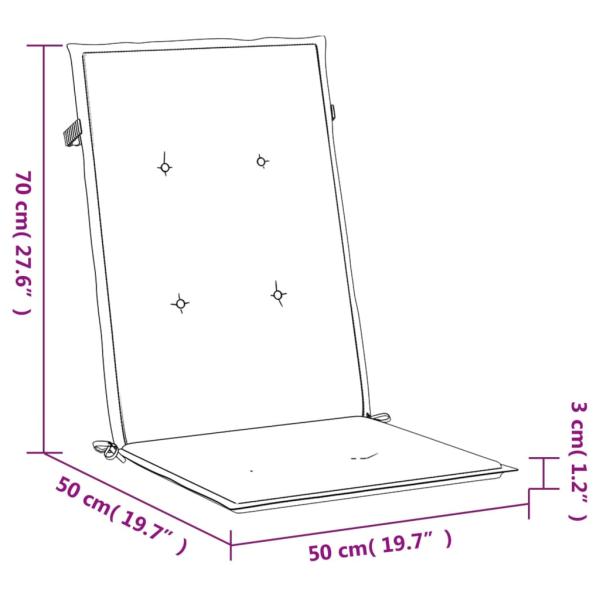 Gartenstuhlauflagen für Hochlehner 2 Stk. 120x50x3cm Stoff