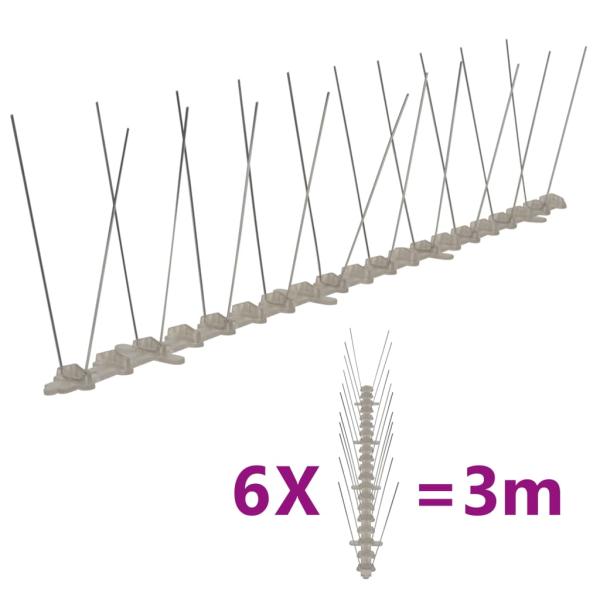 ARDEBO.de - 6-tlg. Vogelabwehr-Spikes-Set 3 m Kunststoff 2-reihig