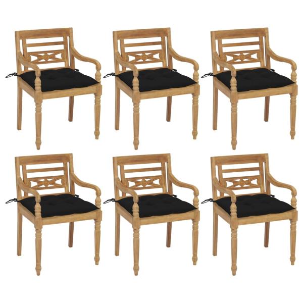 ARDEBO.de - Batavia-Stühle mit Kissen 6 Stk. Massivholz Teak