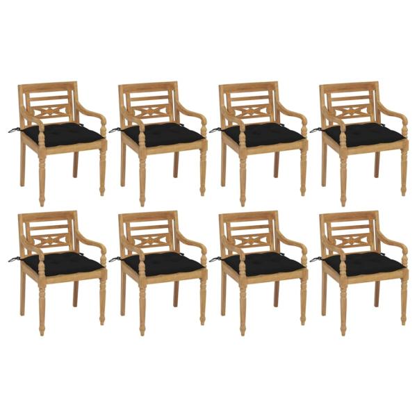 ARDEBO.de - Batavia-Stühle mit Kissen 8 Stk. Massivholz Teak