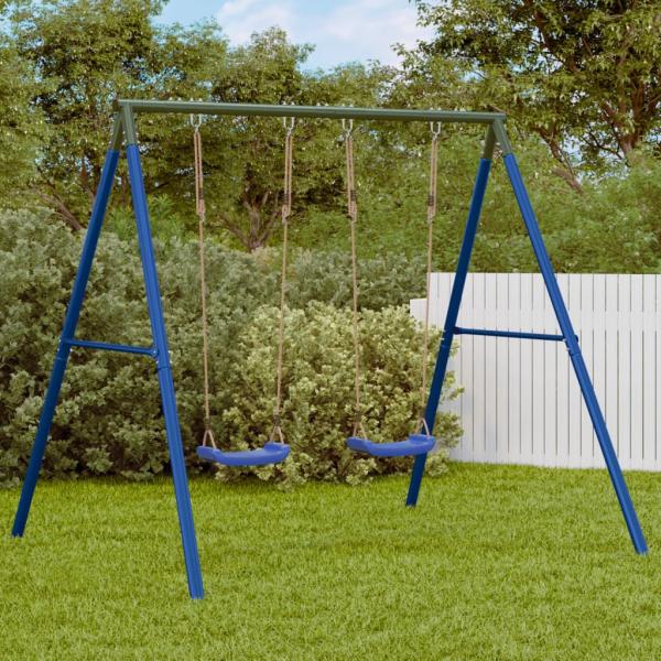 ARDEBO.de - Schaukelgestell mit 4 Haken Blau Stahl