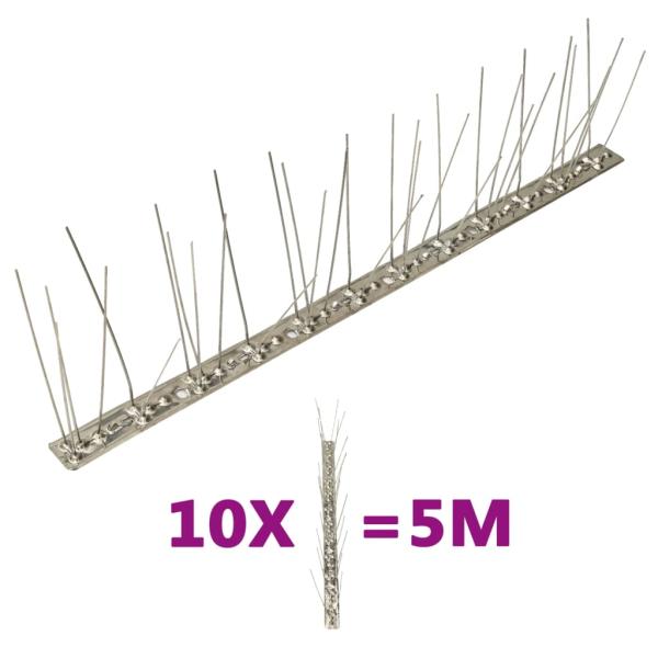 ARDEBO.de - 10-tlg. Taubenabwehr Spikes-Set Edelstahl 5 m 5-reihig