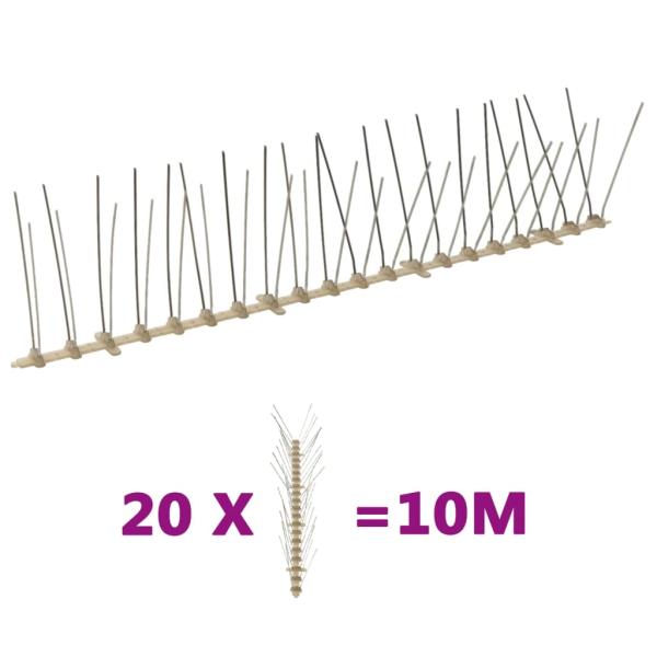 ARDEBO.de - 20-tlg. Vogelabwehr-Spikes-Set 10 m Kunststoff 4-reihig