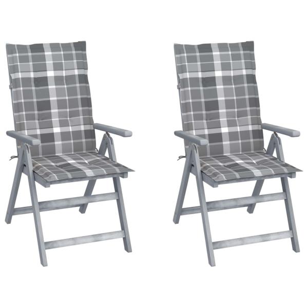 ARDEBO.de - Verstellbare Gartenstühle 2 Stk. mit Auflagen Massivholz Akazie