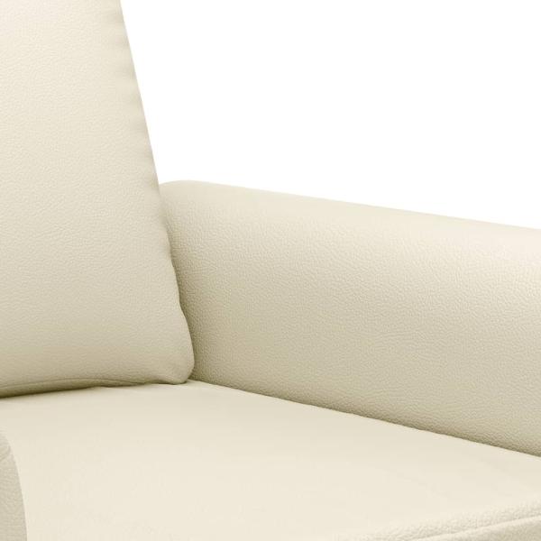 3-tlg. Sofagarnitur mit Kissen Creme Kunstleder