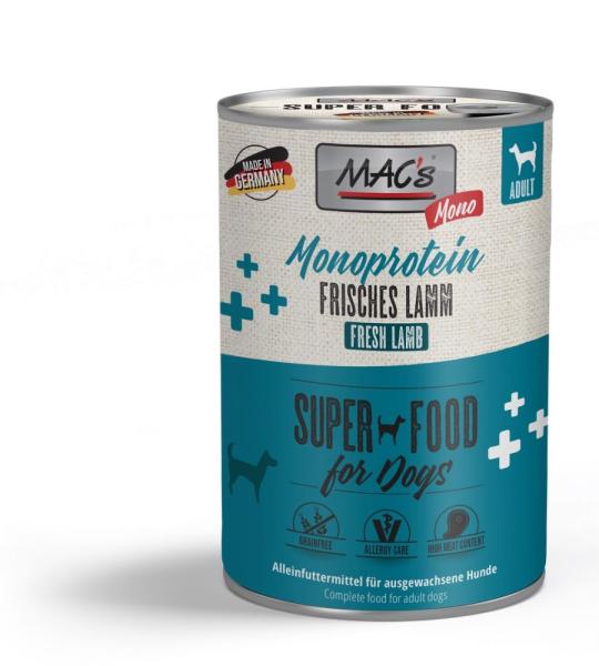 MACs Dog Mono Frisches Lamm 400g (Menge: 6 je Bestelleinheit)