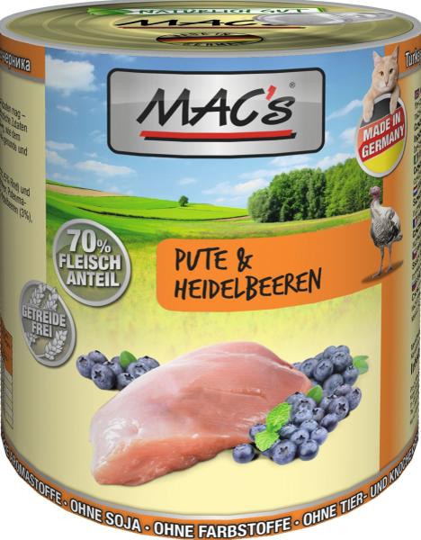 MACs Cat Pute, Rind & Heidelbeeren 800g  (Menge: 6 je Bestelleinheit)