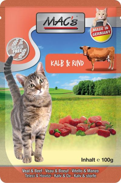 ARDEBO.de MACs Cat Pouch Kalb & Rind 100g