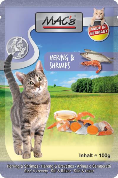 ARDEBO.de MACs Cat Pouch Geflügel, Hering & Shrimps 100g
