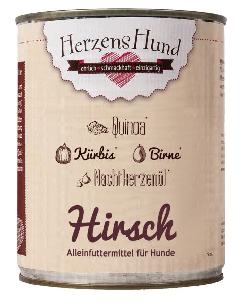 Herzenshund Hirsch mit Quinoa 800g  (Menge: 6 je Bestelleinheit)