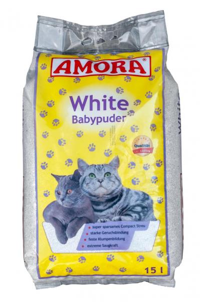 ARDEBO.de Amora White Katzenstreu m. Babypuderduft 15 Liter