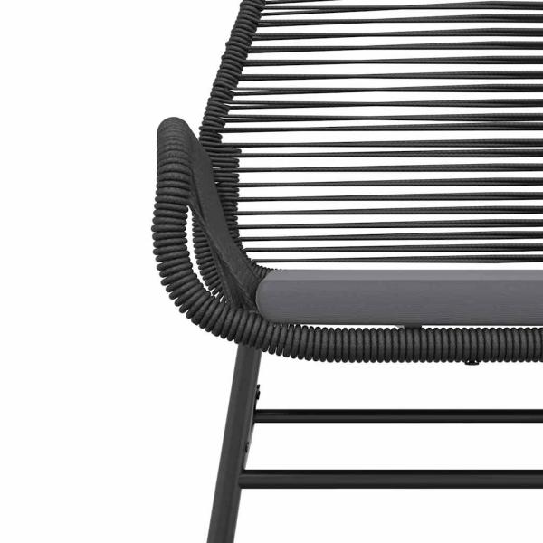 3-tlg. Garten-Essgruppe mit Kissen Schwarz Poly Rattan Glas