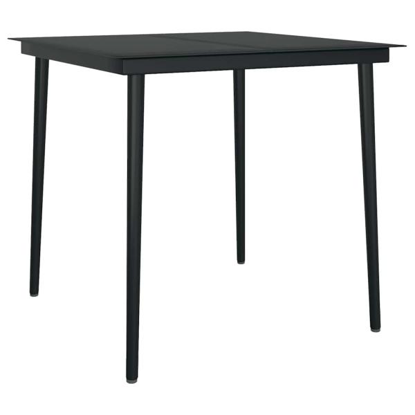 3-tlg. Garten-Essgruppe mit Kissen Schwarz Poly Rattan Glas