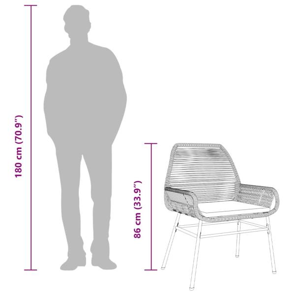 5-tlg. Garten-Essgruppe mit Kissen Braun Poly Rattan Glas