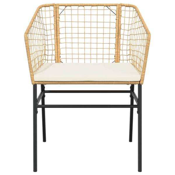 3-tlg. Garten-Essgruppe mit Kissen Braun Poly Rattan Glas