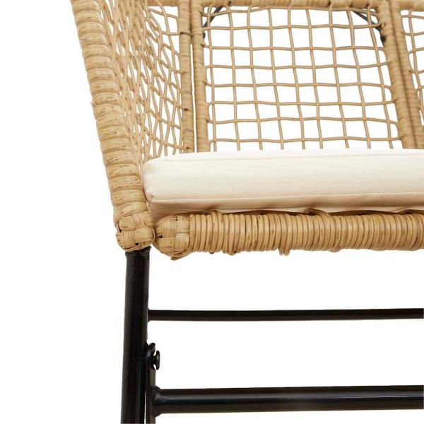 5-tlg. Garten-Essgruppe mit Kissen Braun Poly Rattan Glas