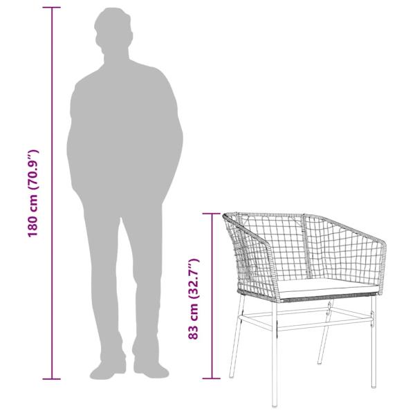 5-tlg. Garten-Essgruppe mit Kissen Braun Poly Rattan Glas