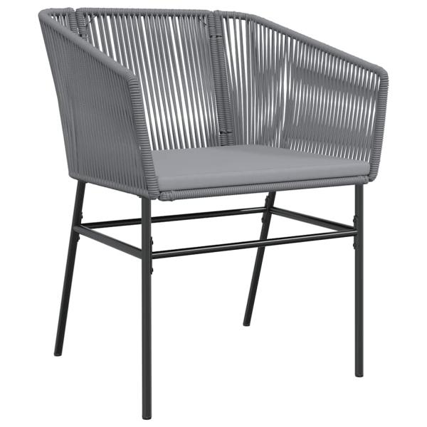 3-tlg. Garten-Essgruppe mit Kissen Grau Poly Rattan Glas
