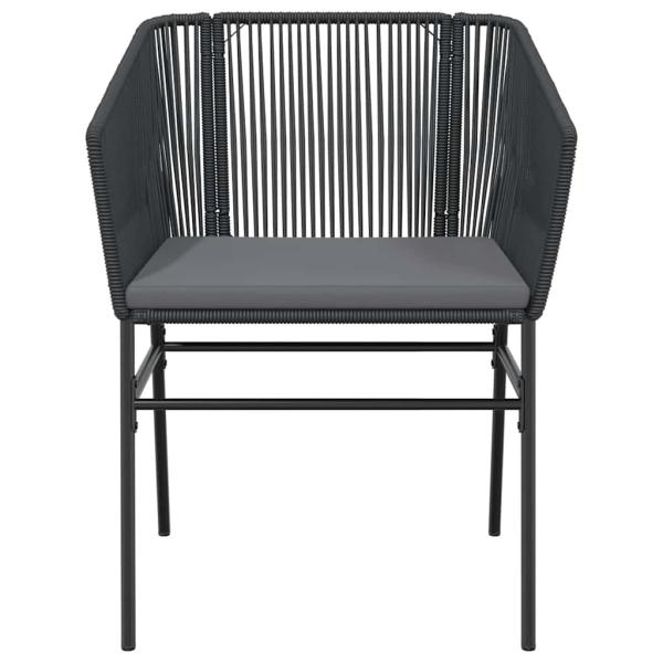 5-tlg. Garten-Essgruppe mit Kissen Schwarz Poly Rattan Glas