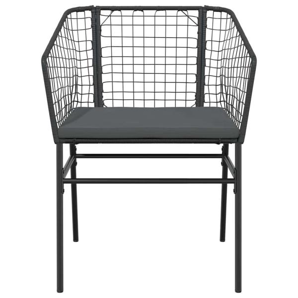 5-tlg. Garten-Essgruppe mit Kissen Schwarz Poly Rattan Glas