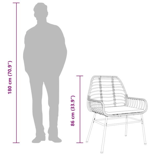 3-tlg. Garten-Essgruppe mit Kissen Braun Poly Rattan Glas