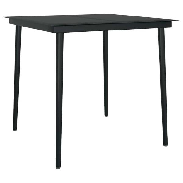 5-tlg. Garten-Essgruppe mit Kissen Schwarz Poly Rattan Glas