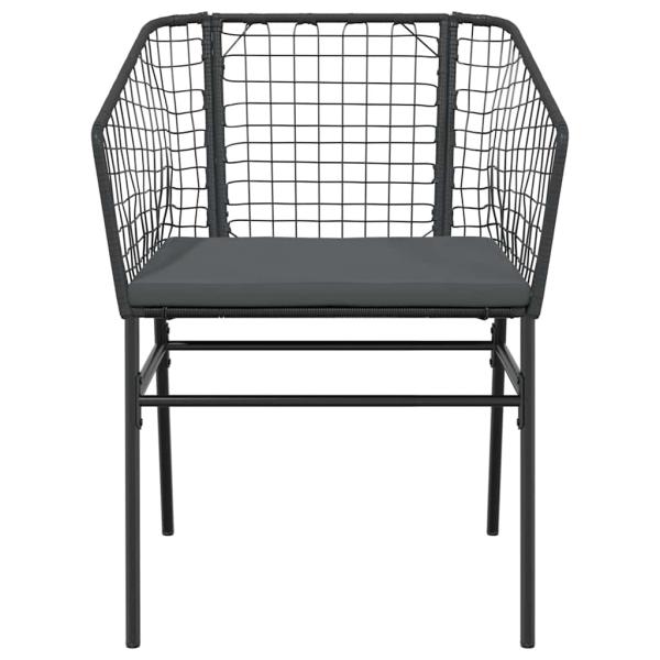 3-tlg. Garten-Essgruppe mit Kissen Schwarz Poly Rattan Glas