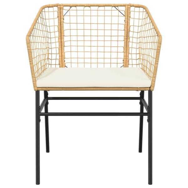 5-tlg. Garten-Essgruppe mit Kissen Braun Poly Rattan Glas