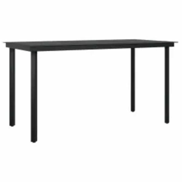 5-tlg. Garten-Essgruppe mit Kissen Schwarz Poly Rattan Glas