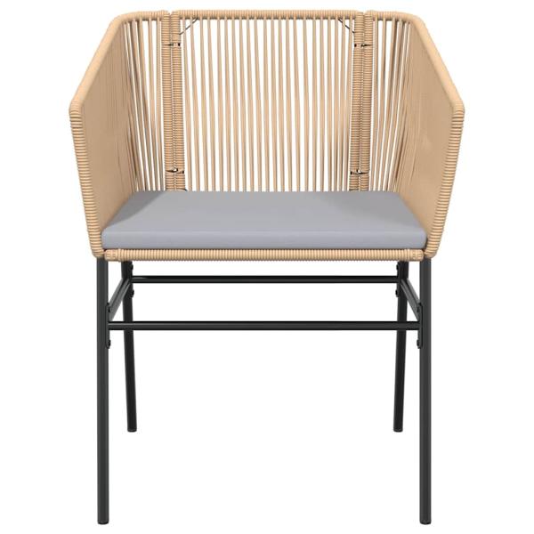 3-tlg. Garten-Essgruppe mit Kissen Braun Poly Rattan Glas