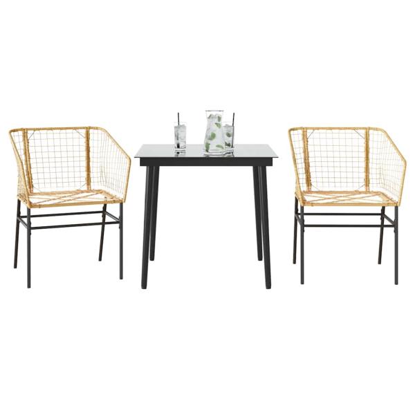 ARDEBO.de - 3-teiliges Garten-Esszimmer-Set Braunes Polyrattanglas