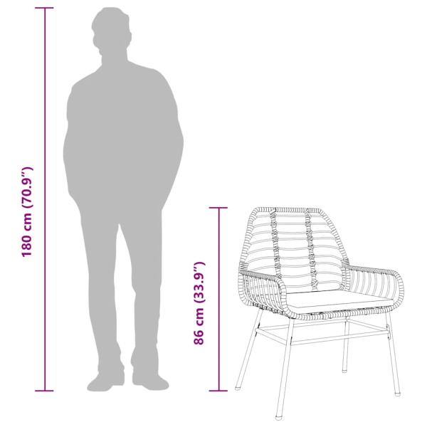 3-tlg. Garten-Essgruppe mit Kissen Braun Poly Rattan Glas