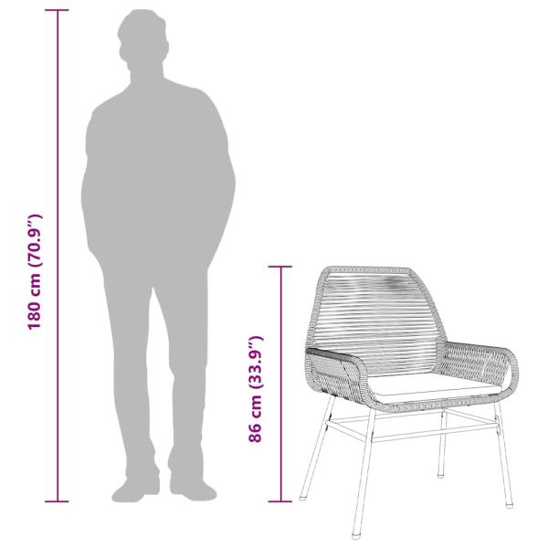 5-tlg. Garten-Essgruppe mit Kissen Schwarz Poly Rattan Glas