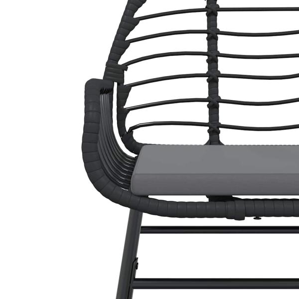 5-tlg. Garten-Essgruppe mit Kissen Schwarz Poly Rattan Glas