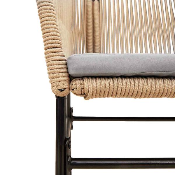 7-tlg. Garten-Essgruppe mit Kissen Braun Poly Rattan Glas