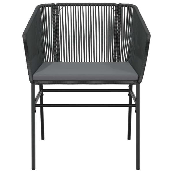 3-tlg. Garten-Essgruppe mit Kissen Schwarz Poly Rattan Glas