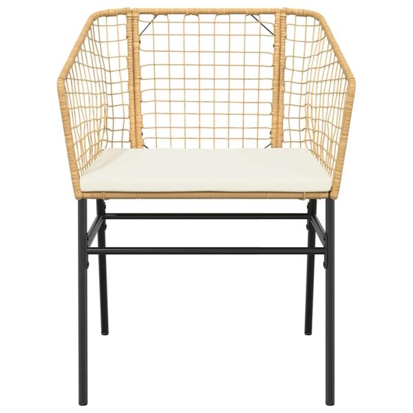 5-tlg. Garten-Essgruppe mit Kissen Braun Poly Rattan Glas