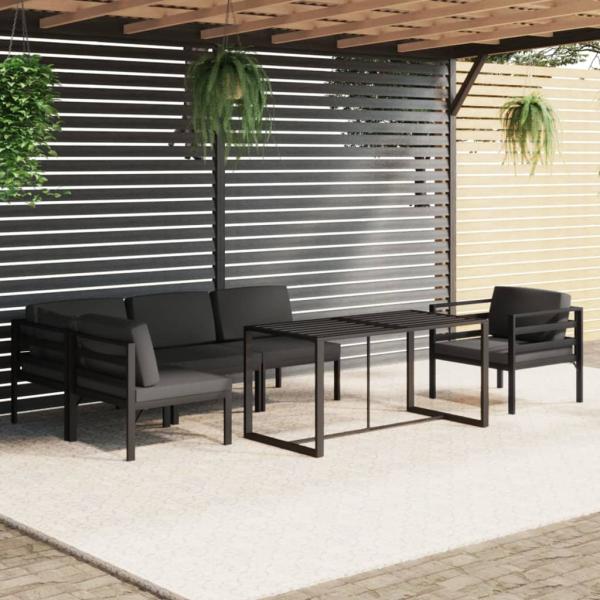 ARDEBO.de - 6-tlg. Garten-Lounge-Set mit Kissen Aluminium Anthrazit