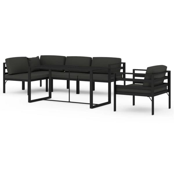 6-tlg. Garten-Lounge-Set mit Kissen Aluminium Anthrazit