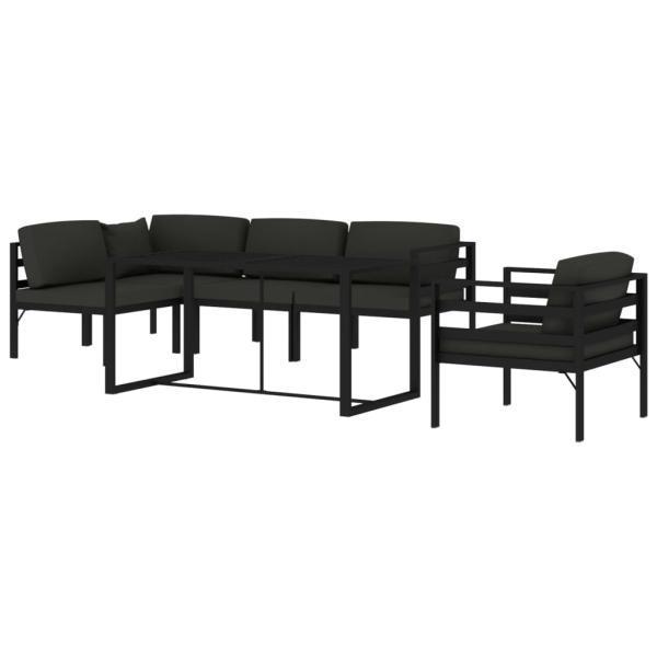 6-tlg. Garten-Lounge-Set mit Kissen Aluminium Anthrazit