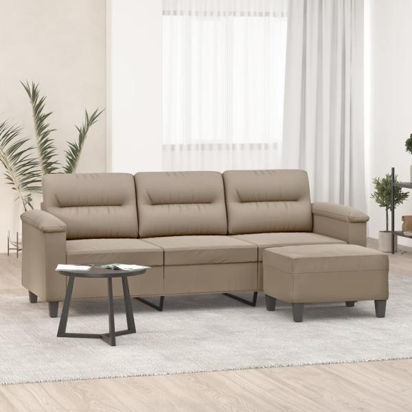 ARDEBO.de - 3-Sitzer-Sofa mit Hocker Taupe 180 cm Mikrofasergewebe